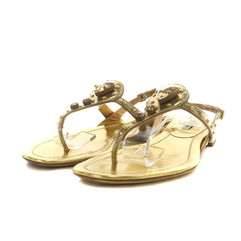 ミュウミュウ miumiu サンダル トング ビジュー バックストラップ 36 