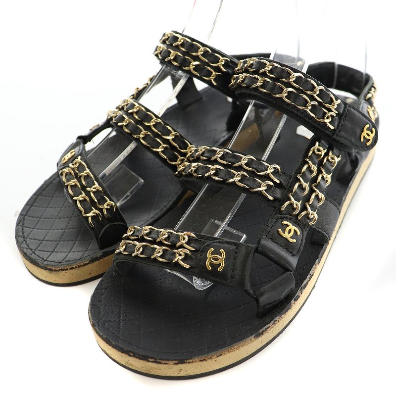 シャネル CHANEL スポーツサンダル ココマーク チェーン ストラップ 