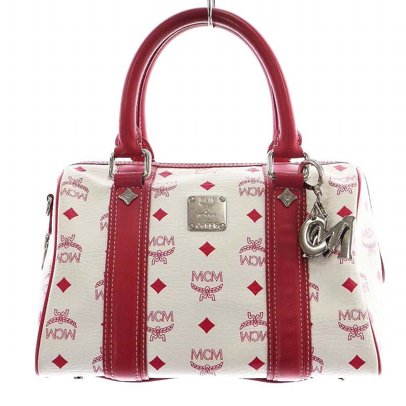 エムシーエム MCM ミニボストンバッグ ハンドバッグ ロゴ レザー  