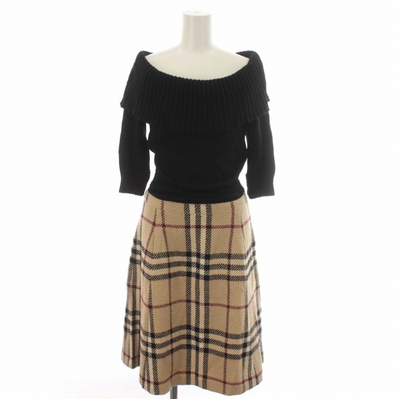 BURBERRY バーバリーブルーレーベル】ニットワンピース チェック柄編 
