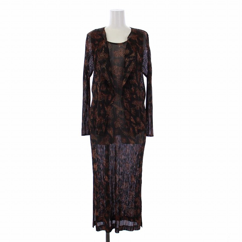 プリーツプリーズ PLEATS PLEASE イッセイミヤケ 鳥柄 セットアップ  