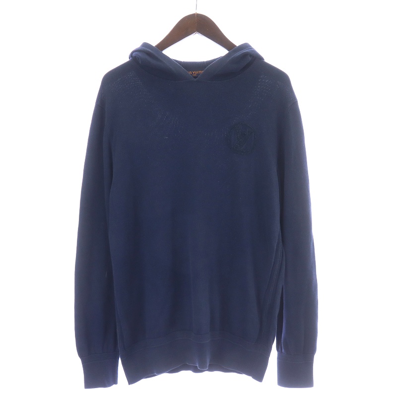 ルイヴィトン LOUIS VUITTON パーカー ニット 長袖 フード ロゴ刺繍 M  