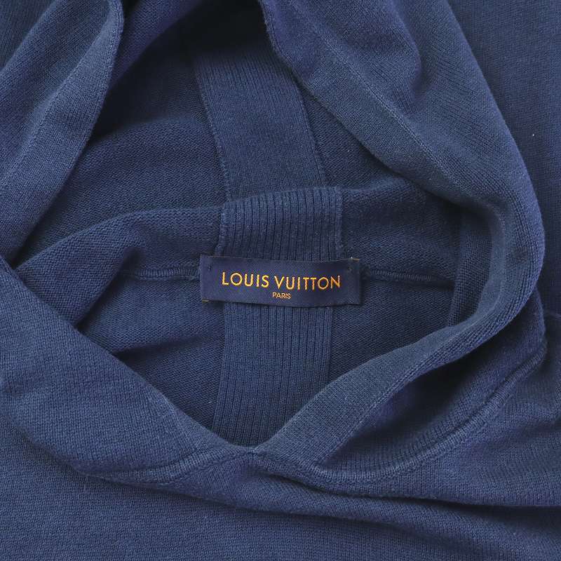 ルイヴィトン LOUIS VUITTON パーカー ニット 長袖 フード ロゴ刺繍 M 