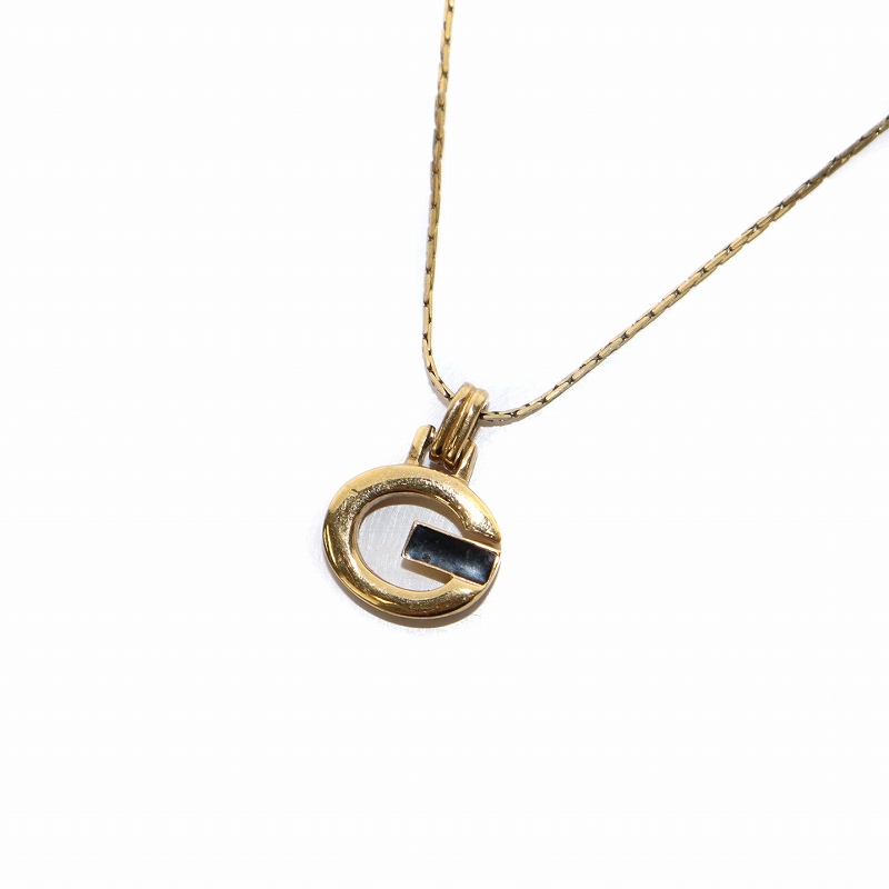 ジバンシィ GIVENCHY ネックレス ペンダント Gロゴ ゴールドカラー 黒 
