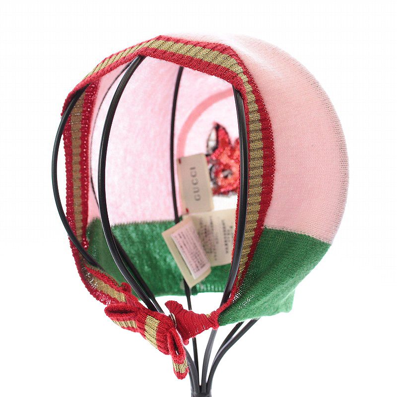 未使用品 グッチ GUCCI ニット帽 帽子 乳幼児用 ウール うさぎ ピンク  