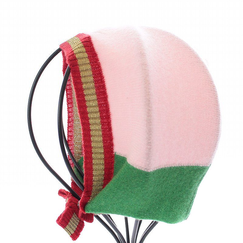 未使用品 グッチ GUCCI ニット帽 帽子 乳幼児用 ウール うさぎ ピンク  