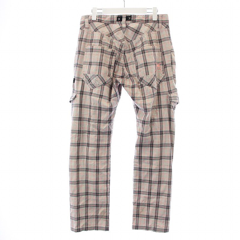 【未使用】 OAKLEY オークリー スカル チェック パンツ 33 ボルドー ワイン系 矢野東 OAKLEY オークリー スカルコレクション 春夏 スカル刺繍☆ 格子柄