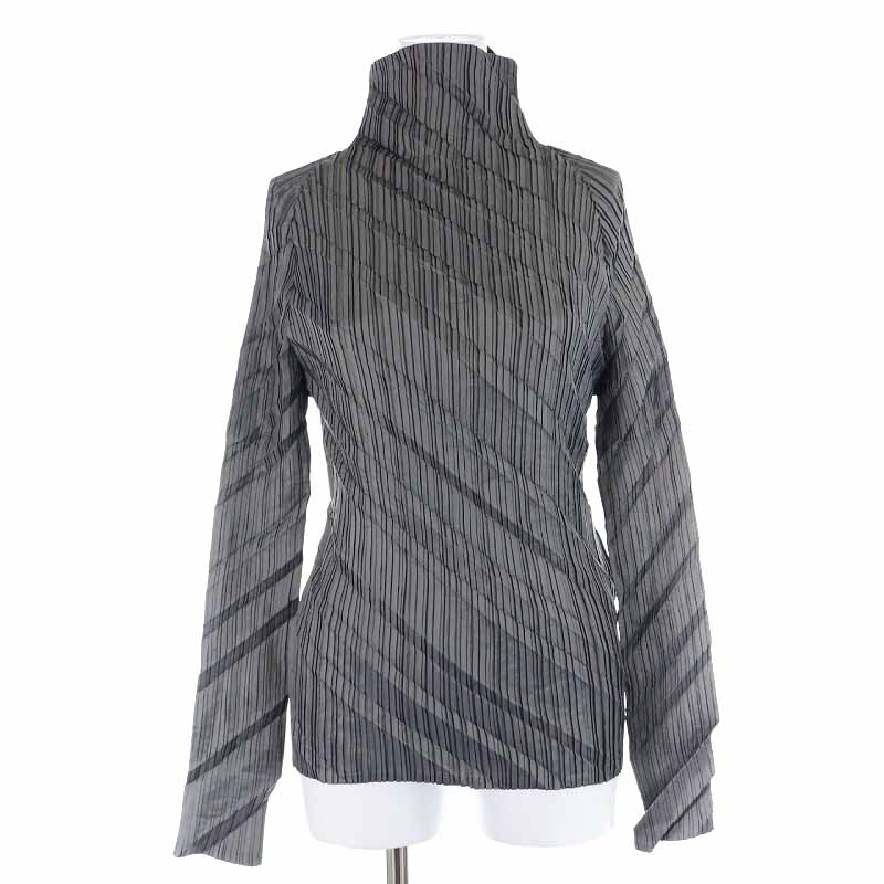 イッセイミヤケ ISSEY MIYAKE カットソー タートルネック 斜めプリーツ  