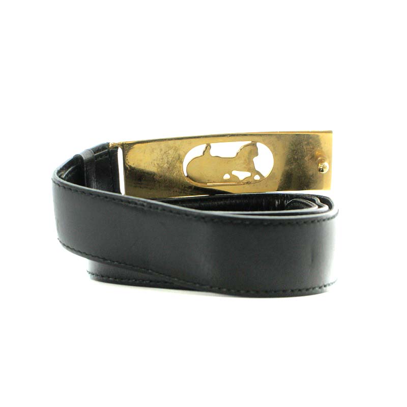 CELINE ベルト セリーヌ 黒 ゴールド レディース レザーベルト 馬車  