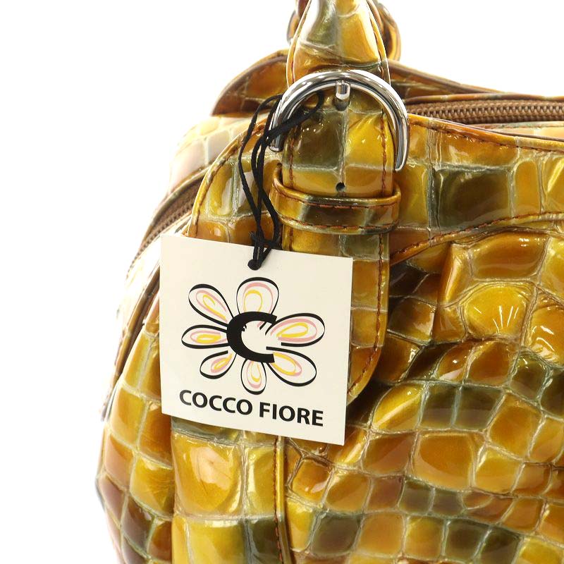 コッコフィオーレ COCCO FIORE ハンドバッグ エナメル 黄 イエロー 