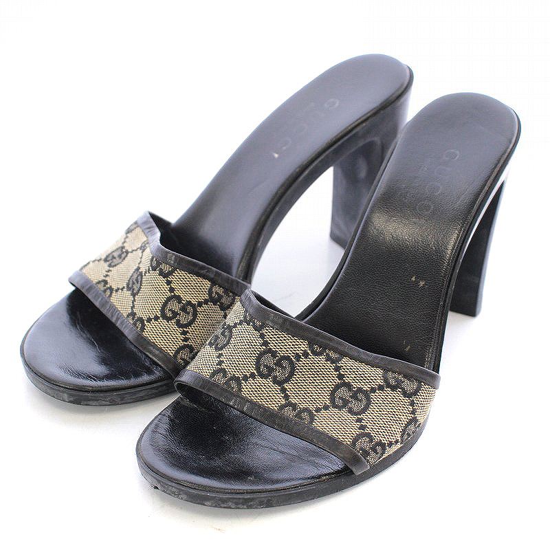グッチ GUCCI ミュール サンダル チャンキーヒール ポインテッドトゥ 