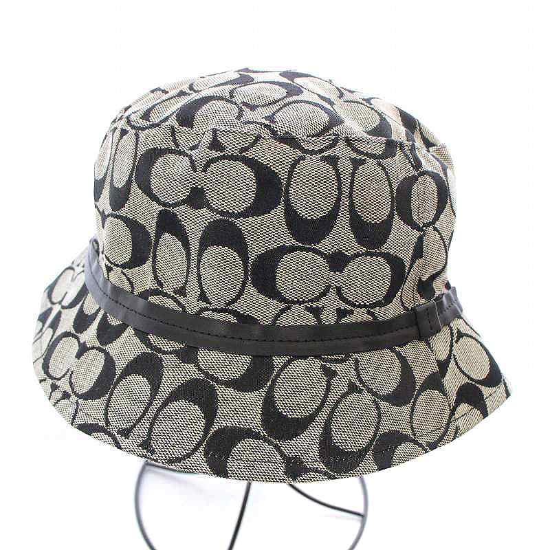 COACH バケットハット グレー系ロゴパターン　M/Lサイズ COACH バケットハット グレー COACH バケットハット グレー系ロゴ