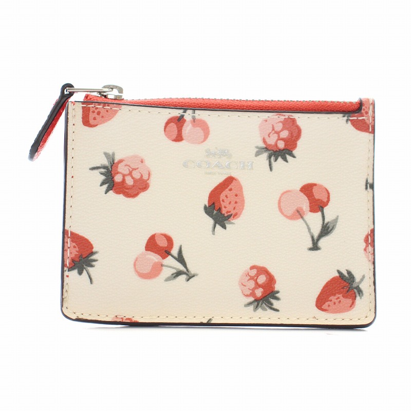 コーチ COACH フルーツ柄 コインパスケース 定期入れ キーリング付き 
