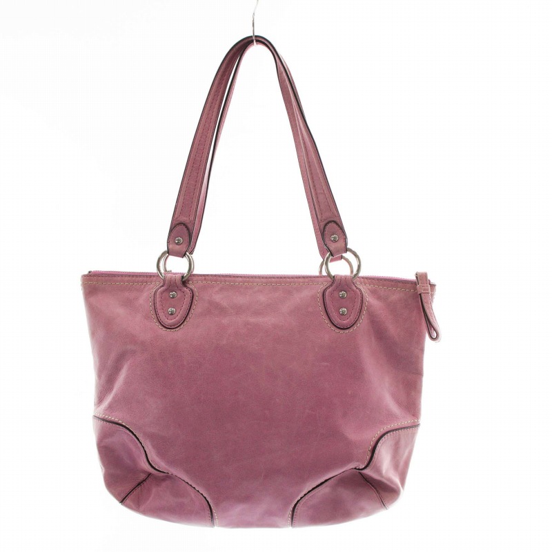 コーチ COACH トートバッグ ファスナー ストラップ レザー ピンク 