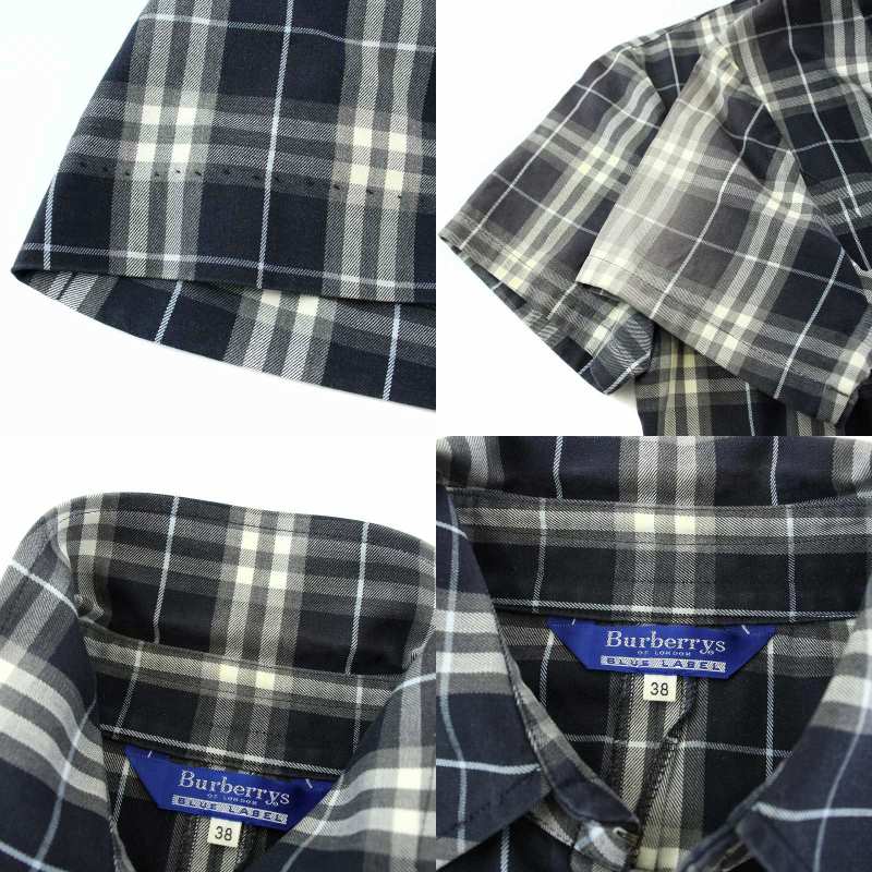 BURBERRY BLUE LABEL♪チェックシャツワンピース ホース刺繍 S