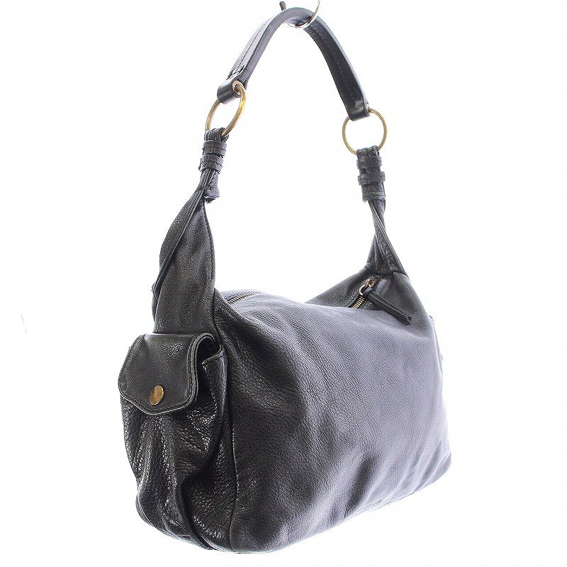 ミュウミュウ miumiu ワンショルダーバッグ ロゴ レザー 黒 ブラック  