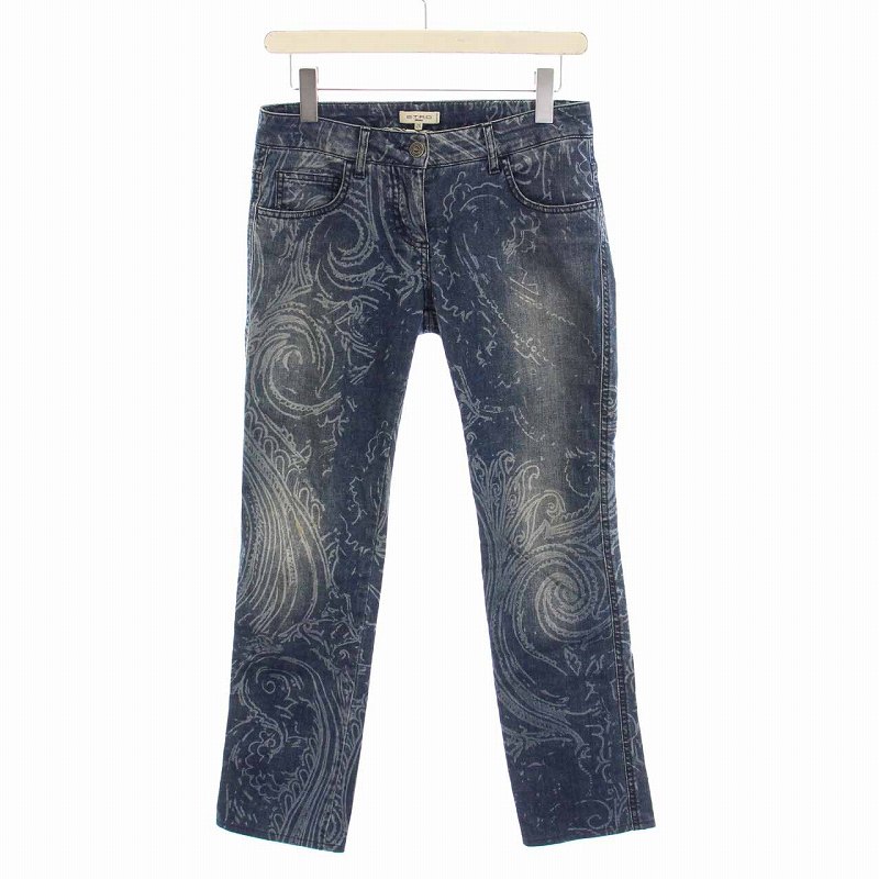 エトロ ETRO デニムパンツ ペイズリー柄 ジーンズ ストレート 28 L 青 