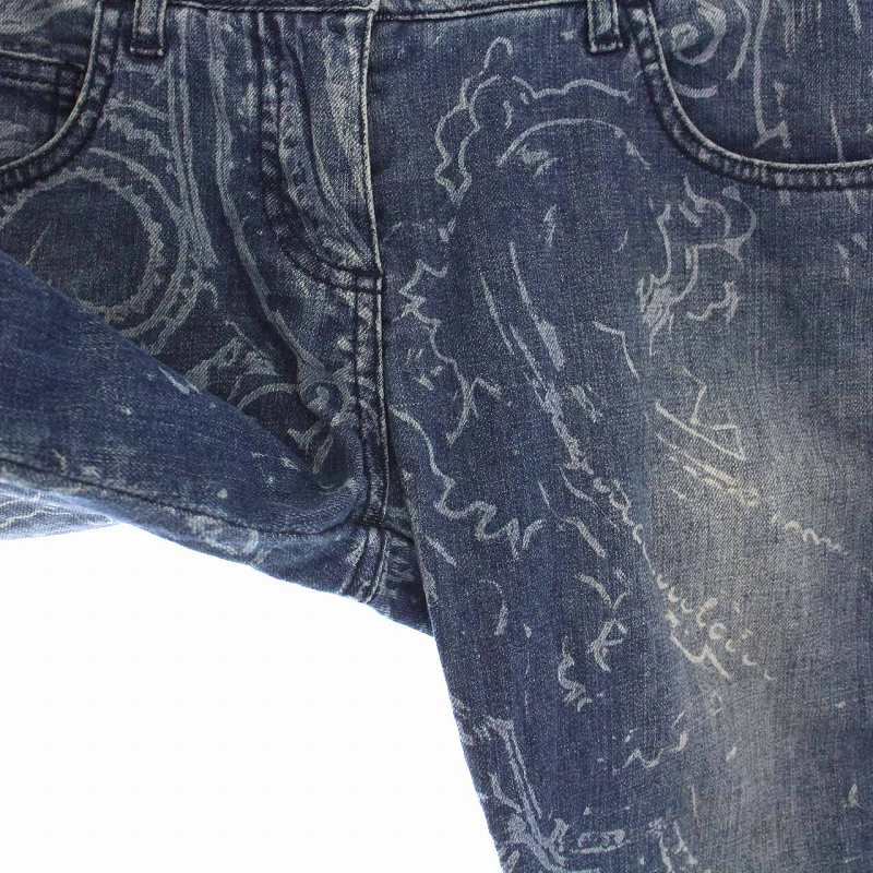 エトロ ETRO デニムパンツ ペイズリー柄 ジーンズ ストレート 28 L 青 