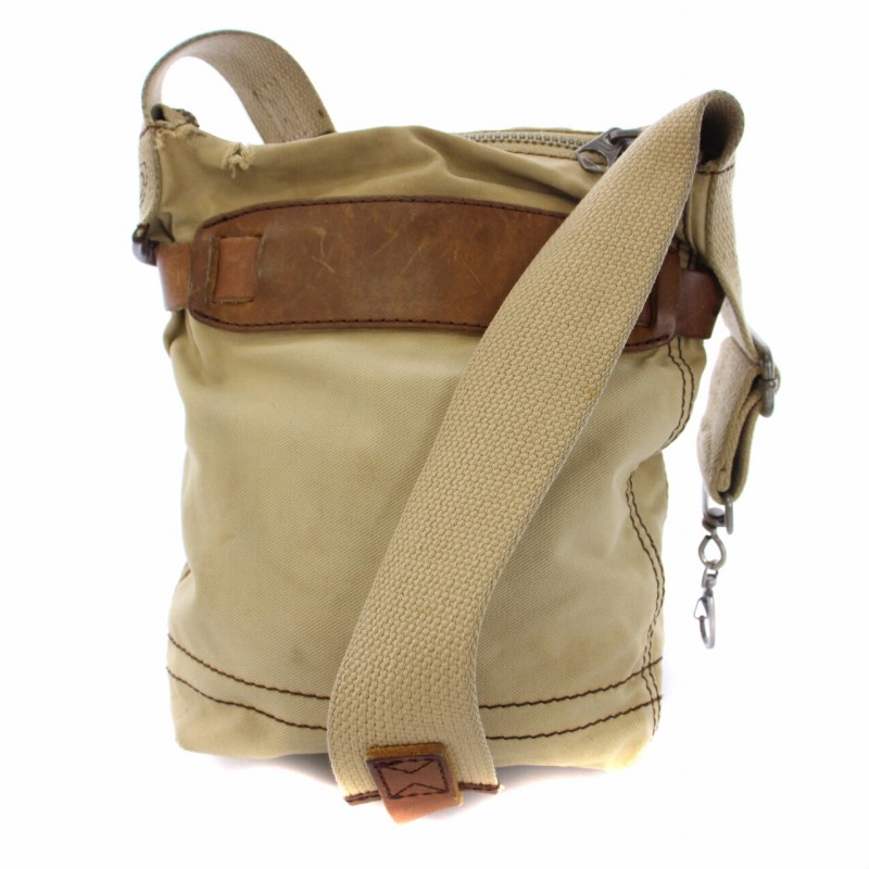 ディーゼル DIESEL ショルダーバッグ ロゴ キャンバス レザー ベージュ 