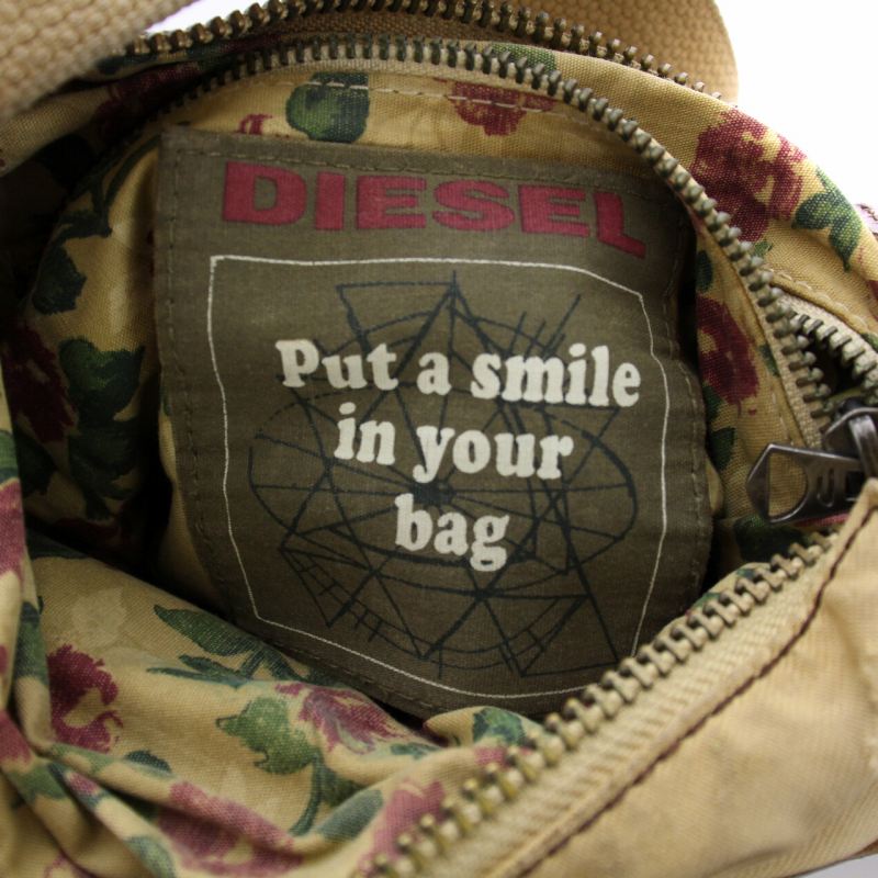 ディーゼル DIESEL ショルダーバッグ ロゴ キャンバス レザー ベージュ 