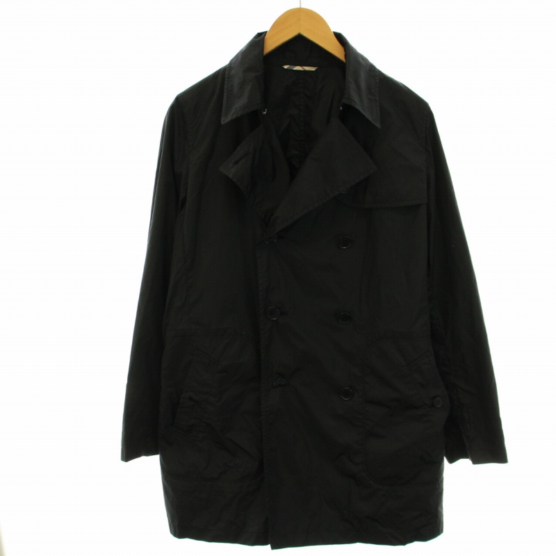 バーバリー BURBERRY スプリングコート ナイロン ミドル 46 M 黒 