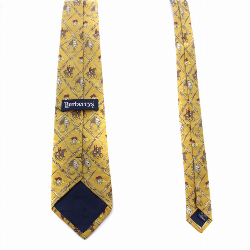 バーバリーズ Burberrys ヴィンテージ ネクタイ 総柄 シルク 黄