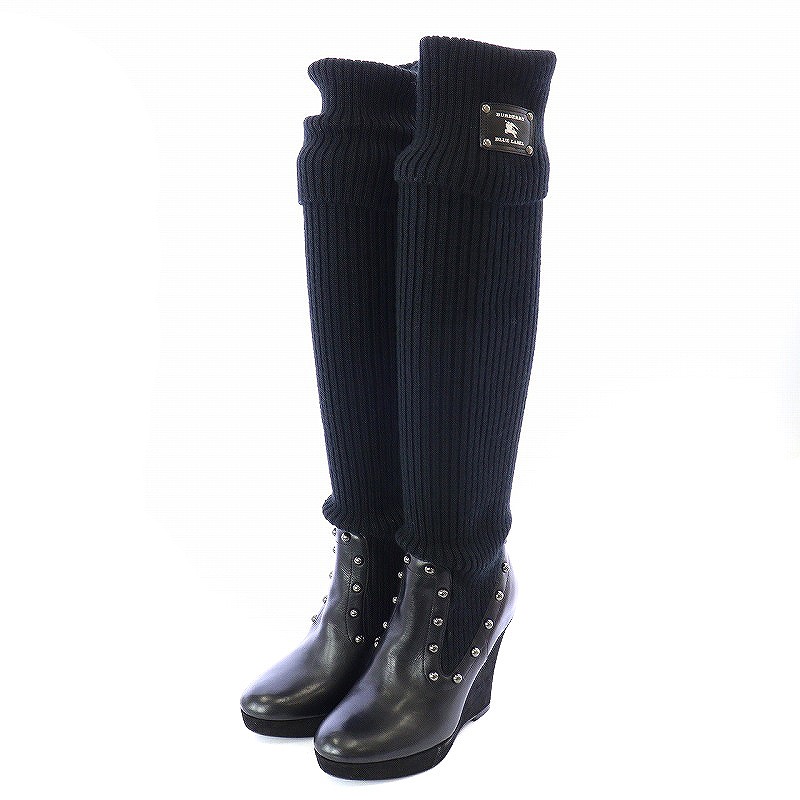 バーバリーブルーレーベル BURBERRY BLUE LABEL ニットブーツ ロング  