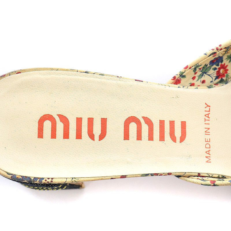 ミュウミュウ miumiu ミュール パンプス ヒール スクエアトゥ デニム