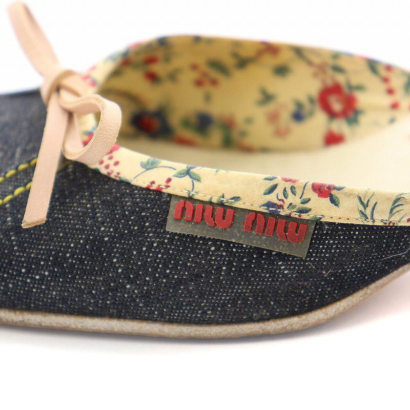 ミュウミュウ miumiu ミュール パンプス ヒール スクエアトゥ デニム