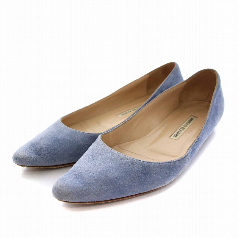 マノロブラニク MANOLO BLAHNIK フラット パンプス シューズ スエード 
