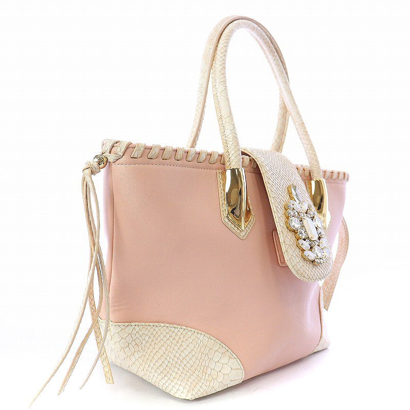 レディ Rady トートバッグ ハンドバッグ ビジュー レザー パイソン 型  