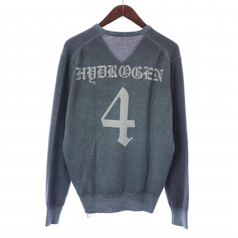ハイドロゲン HYDROGEN ニット セーター 長袖 Vネック ロゴ カシミヤ M 