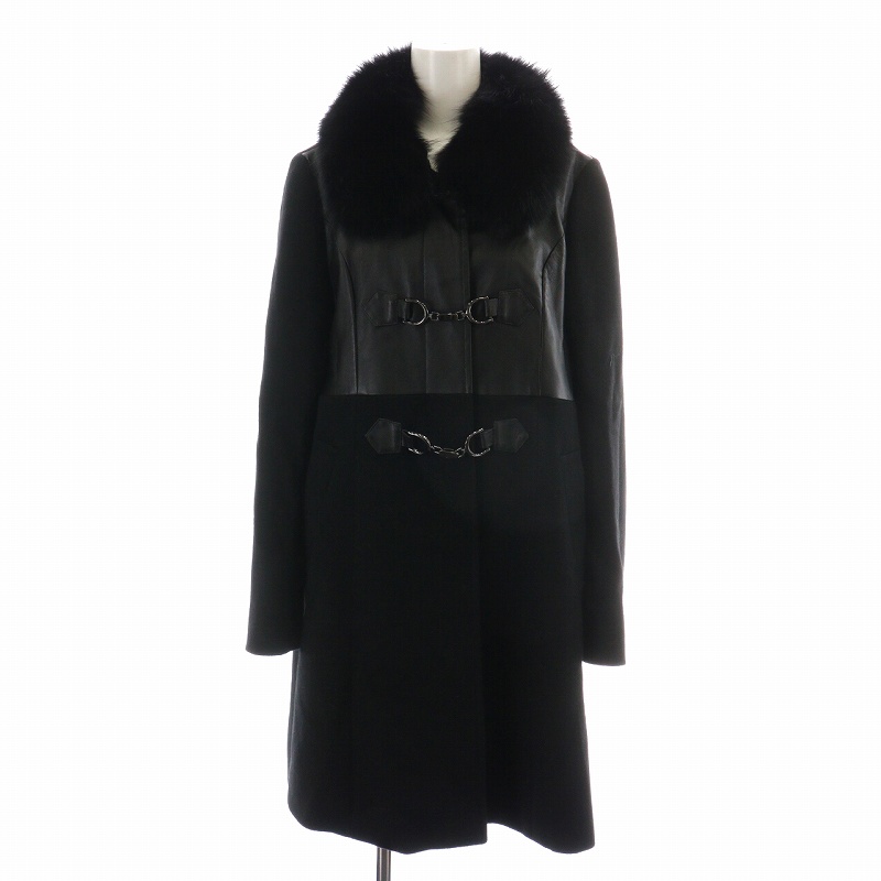 バルマン Balmain ファー ロング コート 羊革 レザー 毛皮 アウター