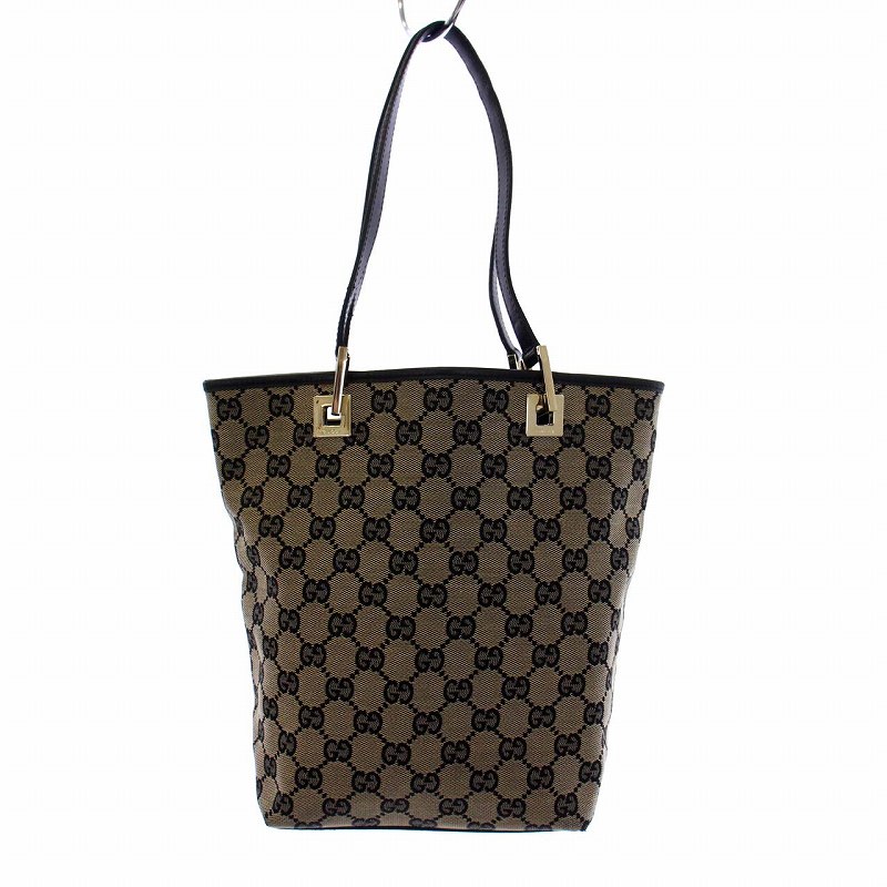 GUCCI GGパターン トートバッグ ベージュ/ブラック キャンバス