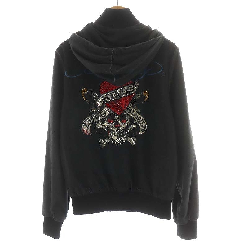 エドハーディー Ed Hardy パーカー ジップアップ ベロア ライン 