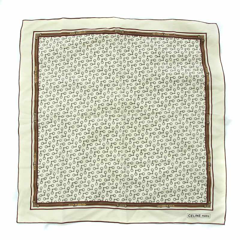 セリーヌ CELINE スカーフ 総柄 ベージュ 茶 ブラウン /TK □OH