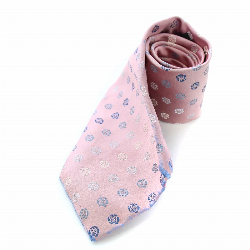 シャネル CHANEL ネクタイ 花柄 カメリア ココマーク シルク ピンク 