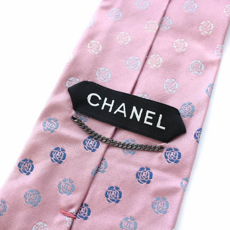 シャネル CHANEL ネクタイ 花柄 カメリア ココマーク シルク ピンク 