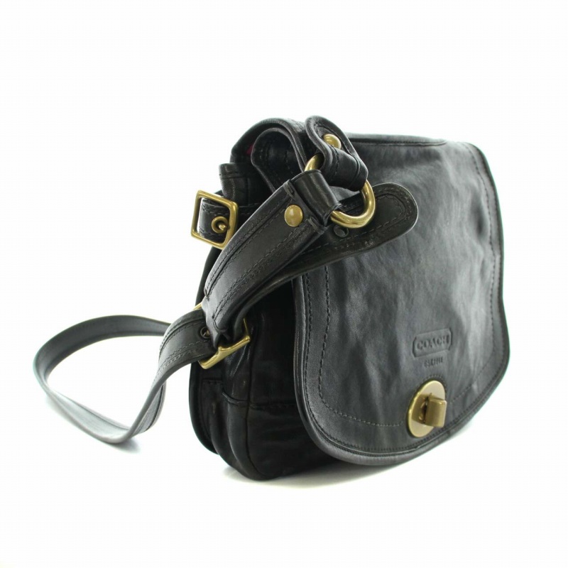 COACH コーチ ストライプ ターンロック ショルダーバッグ