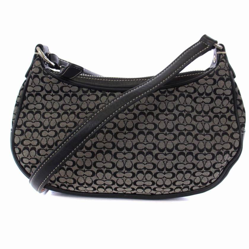 コーチ COACH ショルダーバッグ シグネチャー キャンバス レザー 黒 