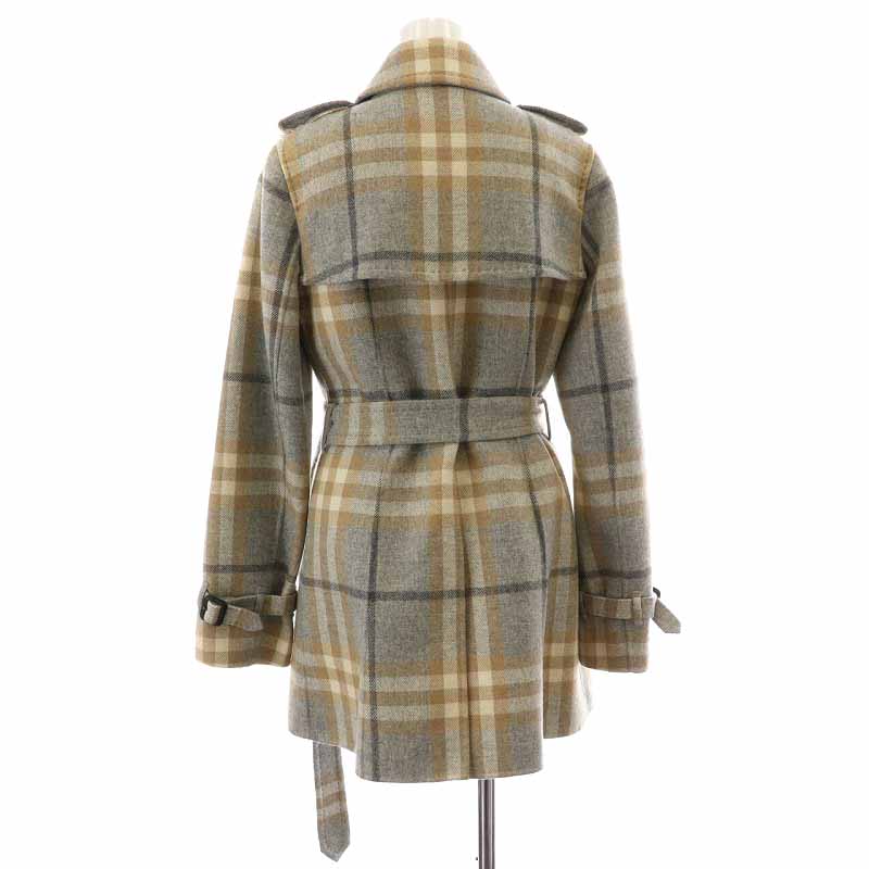 BURBERRY LONDON バーバリー ウールピーコート ベージュ チェック BURBERRY LONDON バーバリー ウールピーコート ベージュ チェック