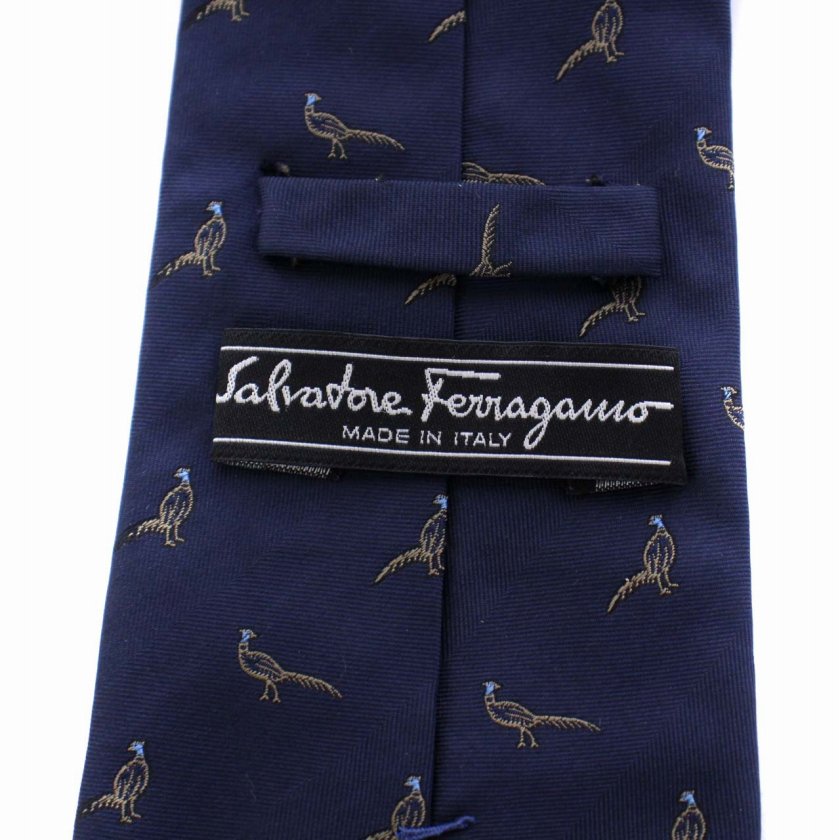 サルヴァトーレフェラガモ Salvatore Ferragamo ネクタイ 鳥柄 シルク