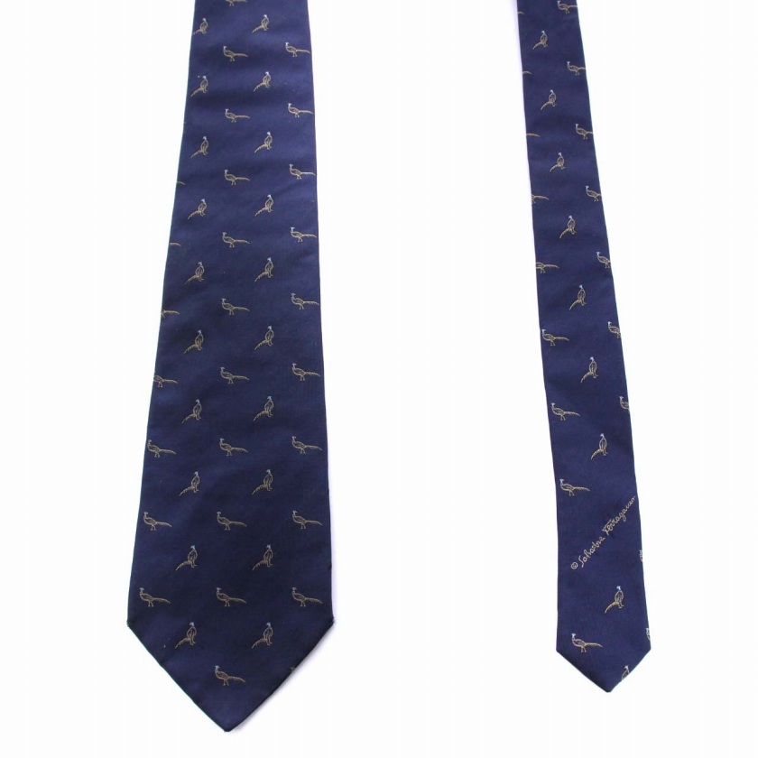 サルヴァトーレフェラガモ Salvatore Ferragamo ネクタイ 鳥柄 シルク
