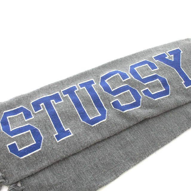 ステューシー STUSSY マフラー ニット ロゴ アクリル グレー
