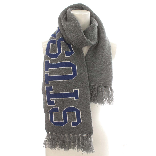 ステューシー STUSSY マフラー ニット ロゴ アクリル グレー
