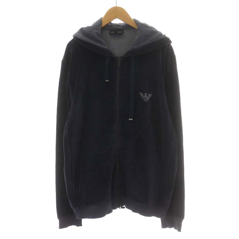 エンポリオアルマーニ EMPORIO ARMANI パーカー ジップアップ ベロア L 