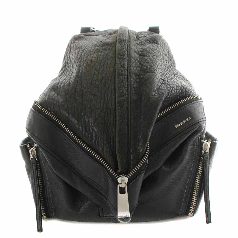 ディーゼル DIESEL リュックサック デイパック レザー ファスナー 黒  