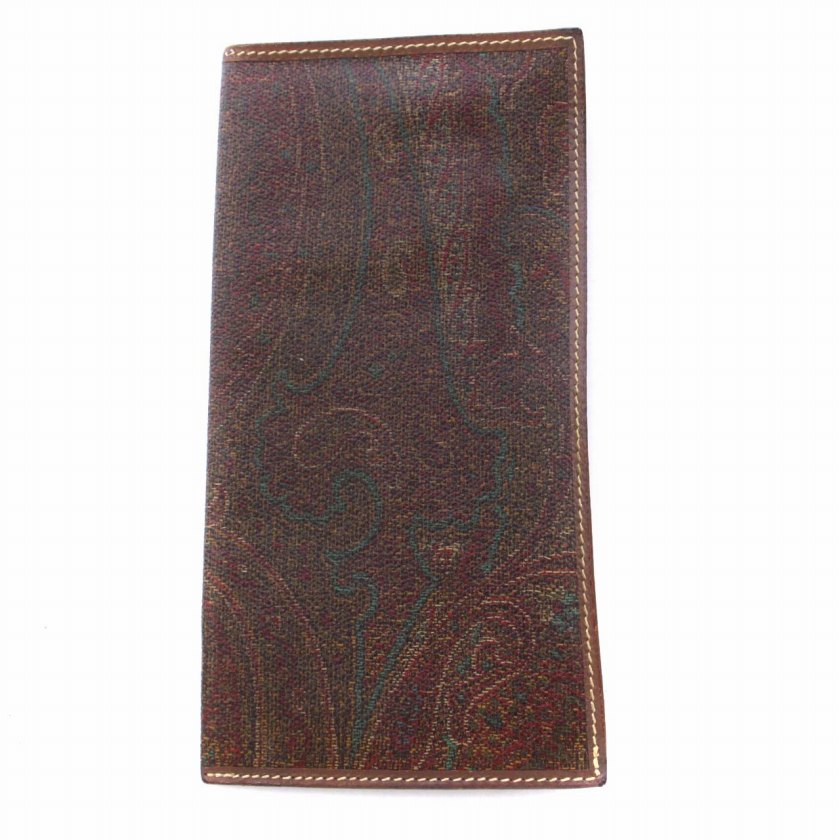 エトロ ETRO 長財布 札入れ ペイズリー柄 カーフレザー 茶 ブラウン 