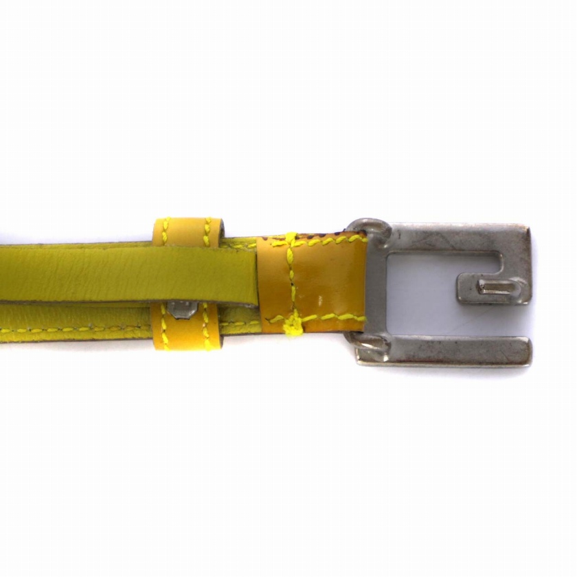 グッチ GUCCI Gバックル ベルト エナメル レザー 65-26 黄