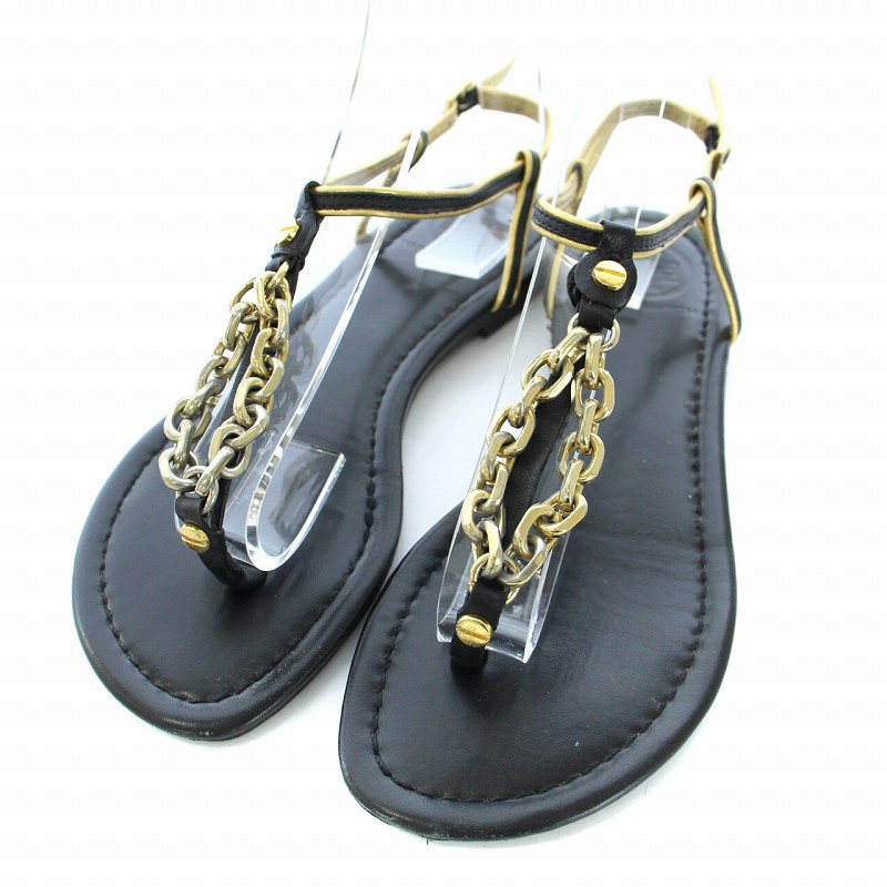 トリーバーチ TORY BURCH サンダル ストラップ レザー チェーン 22.5cm 